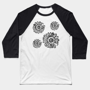 Minimal Sunflower Repeat Baseball T-Shirt